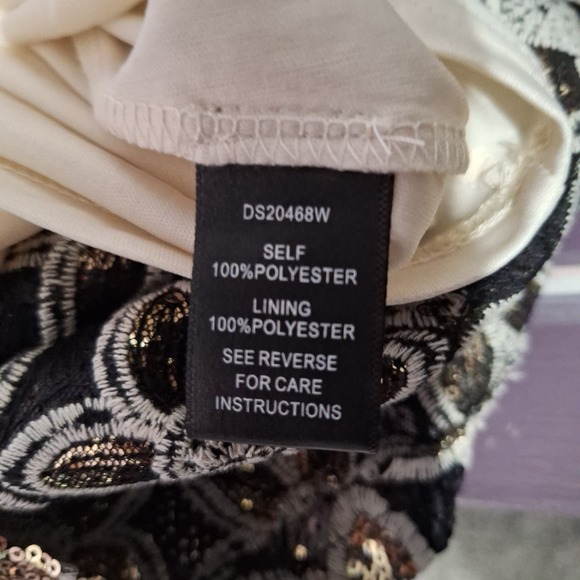 Renn 3x sequin fit and flare black gold floral party plus size dress cocktail - Picture 3 of 8